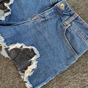 Black Heart shorts with fishnet trim